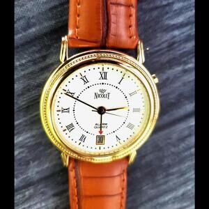 Rare Nicolet‎ 146 Japan Quartz Men's Watch White Enamel Dial